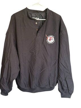 UltraClub Collection Mens Black Long Sleeve Pullover Windbreaker 2 Button Commem